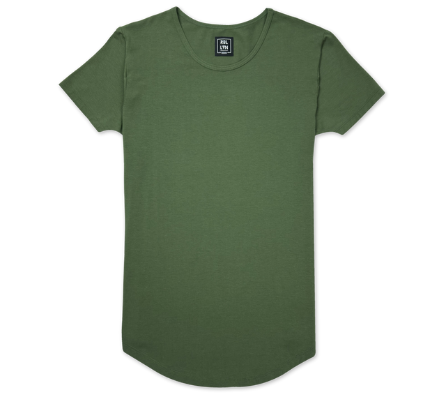 short sleeve drop cut tshirt dark moss green